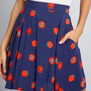 ModCloth Sassy Skater Tomato Print Skirt